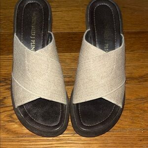 Women's Beige Brown Suede Slide Sandals